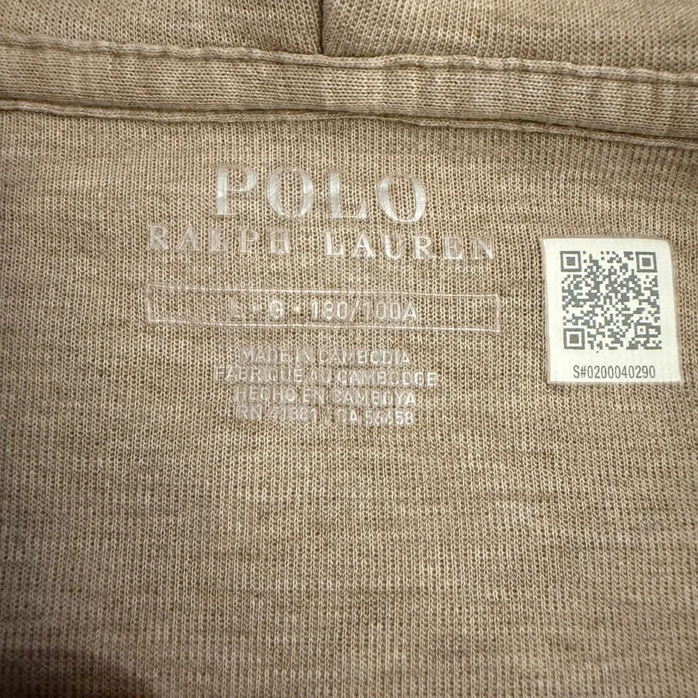 Polo Ralph Lauren Double Knit Full Zip Hoodie Beige Tan Heather Mens Size L